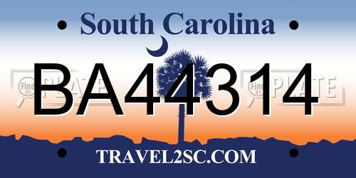 BA44314 South Carolina License Plate