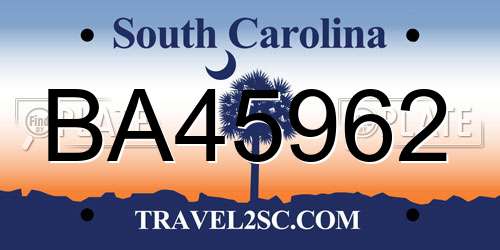 BA45962 South Carolina License Plate