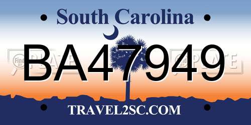 BA47949 South Carolina License Plate