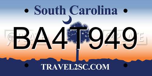 BA4T949 South Carolina License Plate