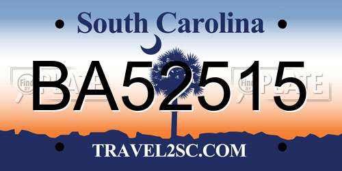 BA52515 South Carolina License Plate