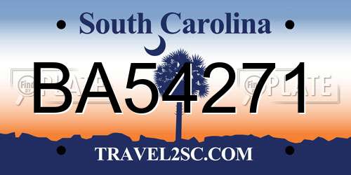 BA54271 South Carolina License Plate