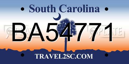 BA54771 South Carolina License Plate