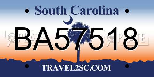BA57518 South Carolina License Plate