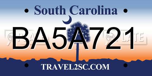 BA5A721 South Carolina License Plate