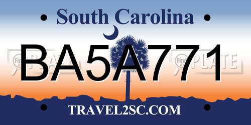 BA5A771 South Carolina License Plate