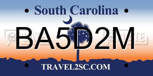 BA5D2M South Carolina License Plate
