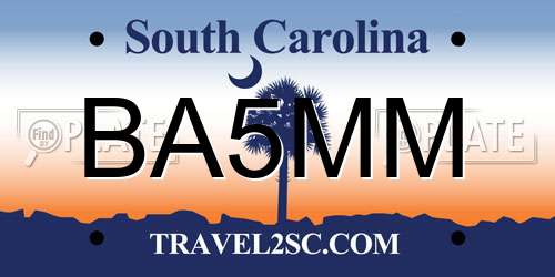 BA5MM South Carolina License Plate
