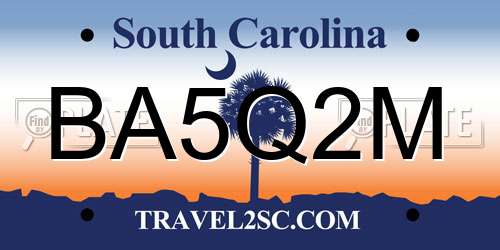 BA5Q2M South Carolina License Plate