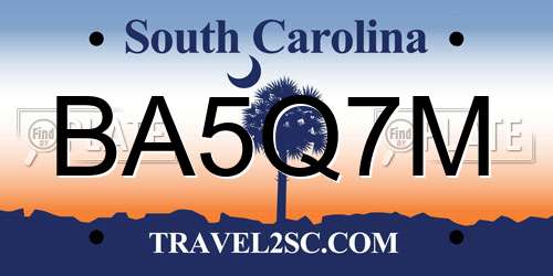 BA5Q7M South Carolina License Plate