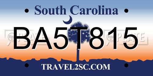 BA5T815 South Carolina License Plate