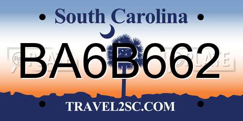 BA6B662 South Carolina License Plate