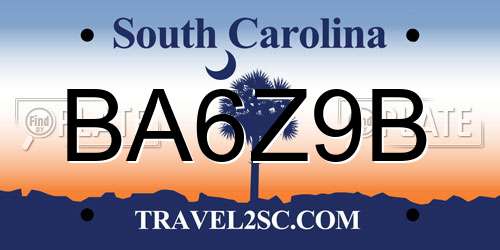 BA6Z9B South Carolina License Plate