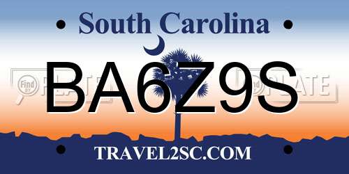 BA6Z9S South Carolina License Plate