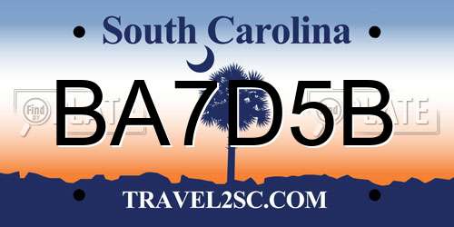 BA7D5B South Carolina License Plate