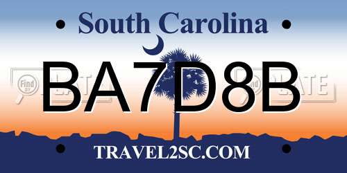 BA7D8B South Carolina License Plate