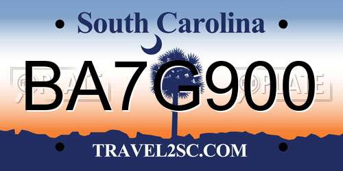 BA7G900 South Carolina License Plate