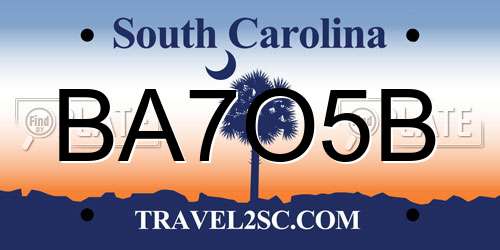 BA7O5B South Carolina License Plate