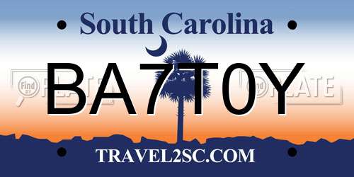 BA7T0Y South Carolina License Plate