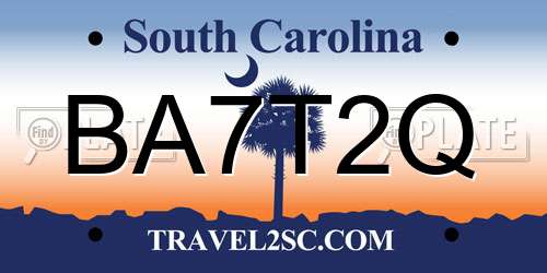 BA7T2Q South Carolina License Plate