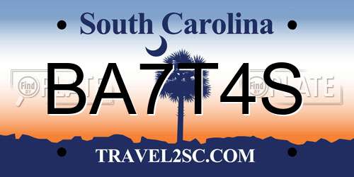 BA7T4S South Carolina License Plate