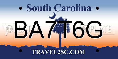 BA7T6G South Carolina License Plate