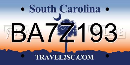 BA7Z193 South Carolina License Plate