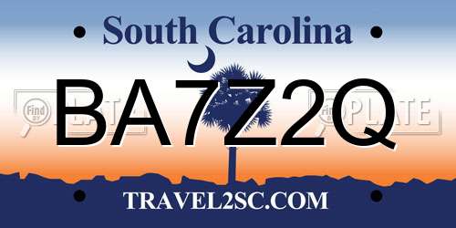 BA7Z2Q South Carolina License Plate