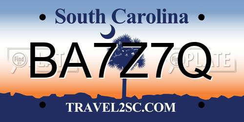 BA7Z7Q South Carolina License Plate