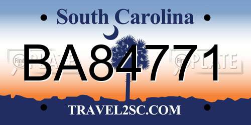 BA84771 South Carolina License Plate