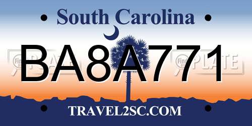 BA8A771 South Carolina License Plate