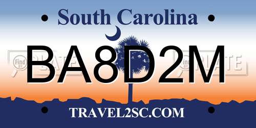 BA8D2M South Carolina License Plate