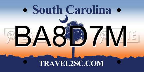 BA8D7M South Carolina License Plate
