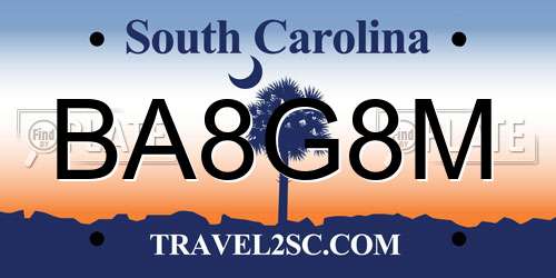 BA8G8M South Carolina License Plate