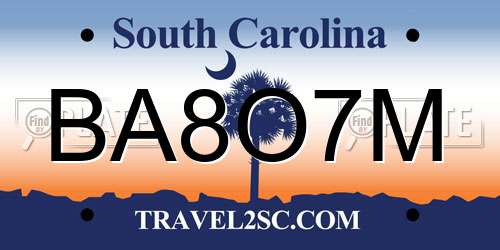 BA8O7M South Carolina License Plate