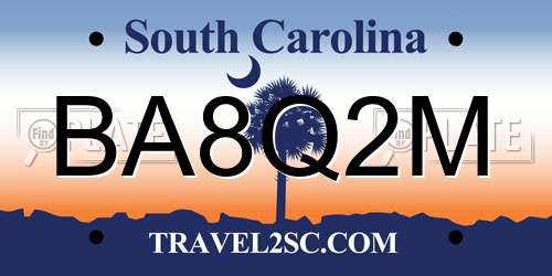 BA8Q2M South Carolina License Plate