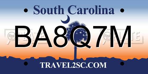 BA8Q7M South Carolina License Plate
