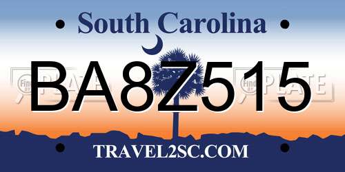 BA8Z515 South Carolina License Plate