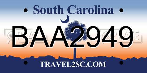 BAA2949 South Carolina License Plate