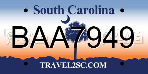 BAA7949 South Carolina License Plate