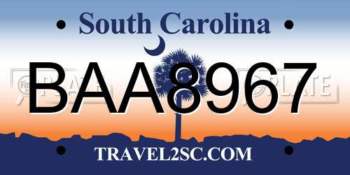BAA8967 South Carolina License Plate