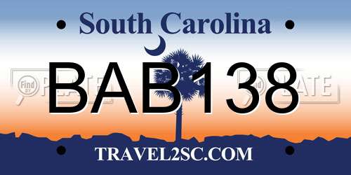 BAB138 South Carolina License Plate