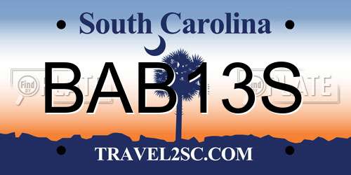 BAB13S South Carolina License Plate