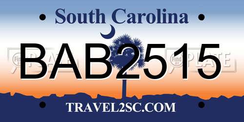 BAB2515 South Carolina License Plate