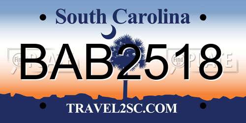 BAB2518 South Carolina License Plate
