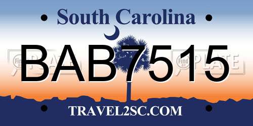 BAB7515 South Carolina License Plate