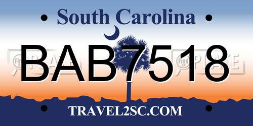 BAB7518 South Carolina License Plate