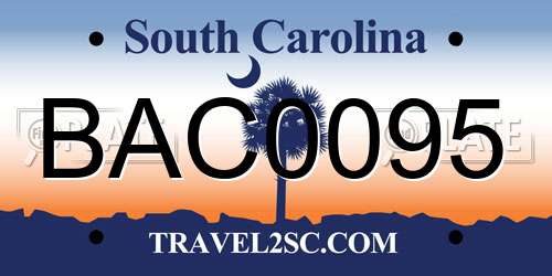 BAC0095 South Carolina License Plate