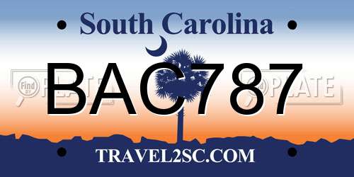 BAC787 South Carolina License Plate