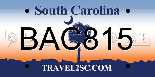 BAC815 South Carolina License Plate